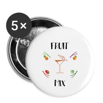 Mélange de fruits - Lot de 5 petits badges (25 mm) - blanc - Devant