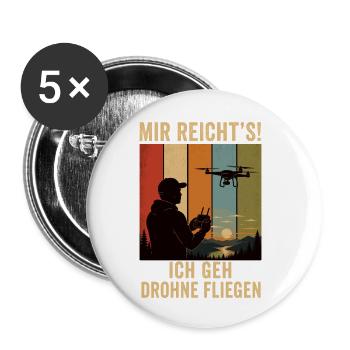 Mir reicht's Ich geh Drohne fliegen Retro Shirt - Buttons klein 25 mm (5er Pack) - Weiß - Vorne
