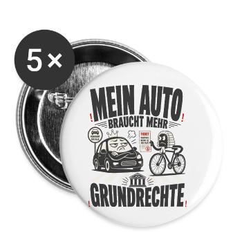 Mein Auto braucht mehr Grundrechte - Buttons klein 25 mm (5er Pack) - Weiß - Vorne