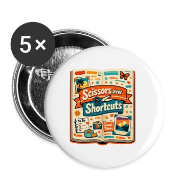 Ciseaux au lieu de raccourcis | Scrapbooking - Lot de 5 petits badges (25 mm) - blanc - Devant