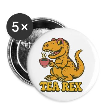Tea Rex: Dinosaur Tea Time - Buttons small 1''/25 mm (5-pack) - white - Front