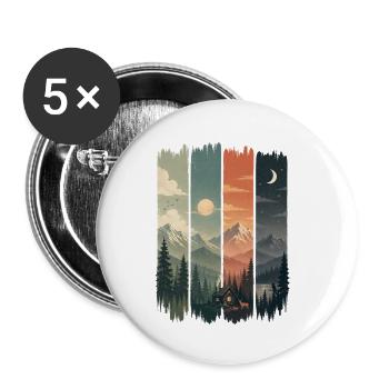 Waldschilder: Berge und Hütten - Buttons klein 25 mm (5er Pack) - Weiß - Vorne
