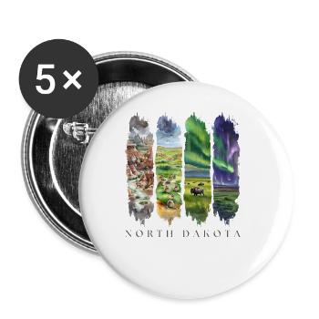 North Dakota Travel Badlands & Peace Garden State - Buttons small 1''/25 mm (5-pack) - white - Front