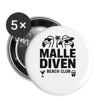 Malle Diven Beach Club Flamingo Mallorca Party - Buttons klein 25 mm (5er Pack) - Weiß - Vorne