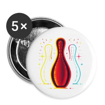 Vintage Bowling - Buttons klein 25 mm (5er Pack) - Weiß - Vorne