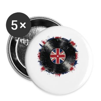 British Vinyl Flag - Buttons klein 25 mm (5er Pack) - Weiß - Vorne