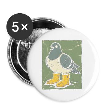 Dove with yellow boots - Buttons small 1''/25 mm (5-pack) - white - Front
