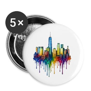 New York City New York Tropfende Kunst - Buttons klein 25 mm (5er Pack) - Weiß - Vorne