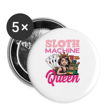 Slots Queen Casino Gambling Poker - Buttons small 1''/25 mm (5-pack) - white - Front
