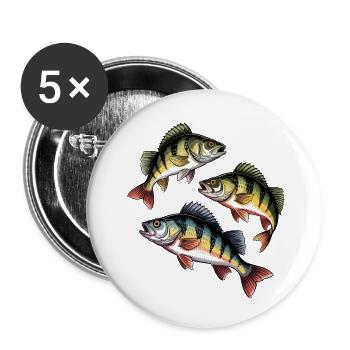 Pêche à la perche - Lot de 5 petits badges (25 mm) - blanc - Devant