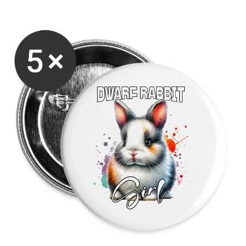 Dwarf Rabbit Girl Dwarf Rabbit - Buttons small 1''/25 mm (5-pack) - white - Front