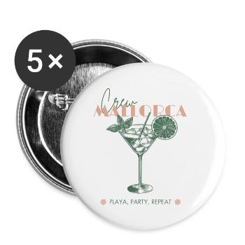 Mallorca JGA Urlaub Strand Girls Trip Malle - Buttons klein 25 mm (5er Pack) - Weiß - Vorne