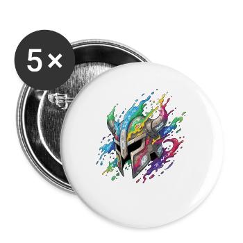 Rune Helmet in Rainbow Fire - Buttons small 1''/25 mm (5-pack) - white - Front