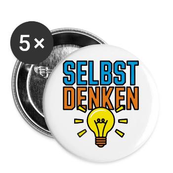 Selbst Denken - Buttons klein 25 mm (5er Pack) - Weiß - Vorne