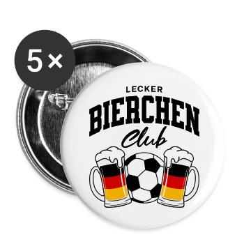 Lecker Bierchen Club Fußball Deutschland - Buttons klein 25 mm (5er Pack) - Weiß - Vorne