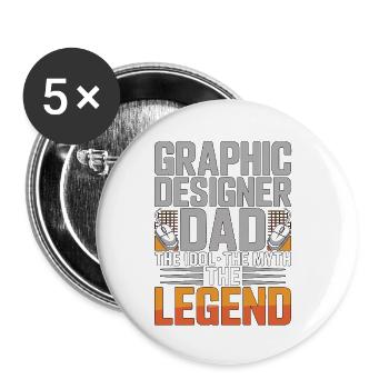 Graphiste Papa L’idole L’Artiste Visuel - Lot de 5 petits badges (25 mm) - blanc - Devant