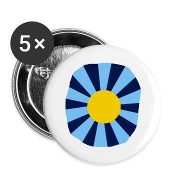 Fleur psychédélique - Lot de 5 petits badges (25 mm) - blanc - Devant