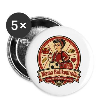 Mama Ballkontrolle - Buttons klein 25 mm (5er Pack) - Weiß - Vorne