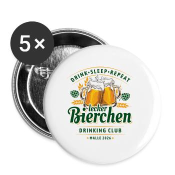 Malle 2026 - Lecker Bierchen Drinking Club - Buttons klein 25 mm (5er Pack) - Weiß - Vorne