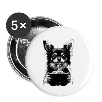 Chihuahua Eats Ramen - Buttons small 1''/25 mm (5-pack) - white - Front