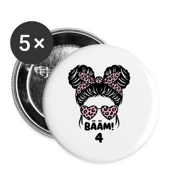  Vierter Geburtstag für ein Geburtstags Mädchen - Buttons klein 25 mm (5er Pack) - Weiß - Vorne