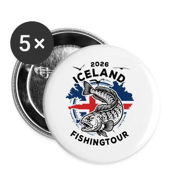 Iceland Fishing Tour | 2026 Sea Wolf - Buttons small 1''/25 mm (5-pack) - white - Front
