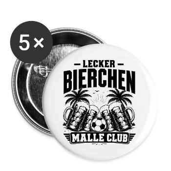 Lecker Bierchen Malle Club 2026 - Buttons klein 25 mm (5er Pack) - Weiß - Vorne