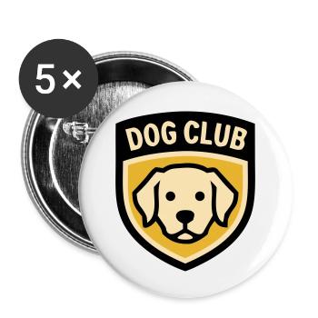 Club de chiens du Logo de l’école de chiens Golden Retriever - Lot de 5 petits badges (25 mm) - blanc - Devant