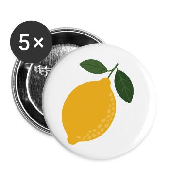 Zitrus-Illustration mit Zitronenblättern - Buttons klein 25 mm (5er Pack) - Weiß - Vorne