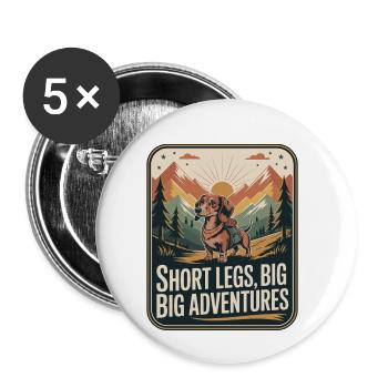 Wander Dachshund - Buttons small 1''/25 mm (5-pack) - white - Front
