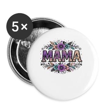 Cadeau Maman : Visuel Mama Rétro - Lot de 5 petits badges (25 mm) - blanc - Devant