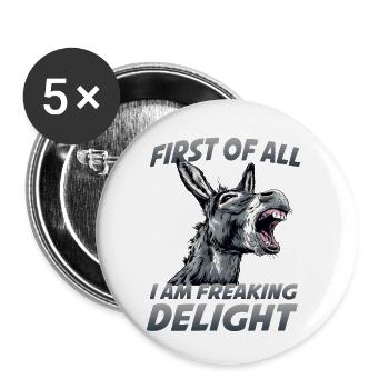 Hausesel Grauesel Eselfreund Bauernhof Design - Buttons klein 25 mm (5er Pack) - Weiß - Vorne