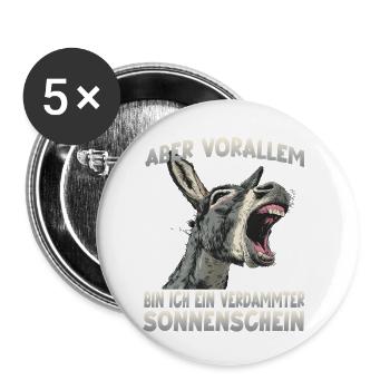 Grauesel Zwergesel Esel Bauernhof Langohresel - Buttons klein 25 mm (5er Pack) - Weiß - Vorne