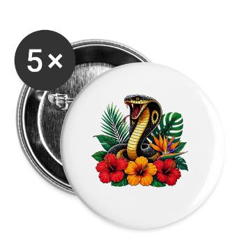 Serpent dans le parc des fleurs tropicales - Lot de 5 petits badges (25 mm) - blanc - Devant