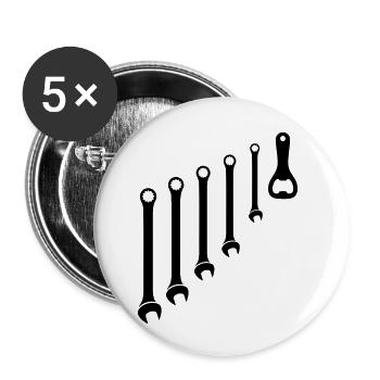 Werkzeug Set & Flaschenöffner Mechaniker - Buttons klein 25 mm (5er Pack) - Weiß - Vorne