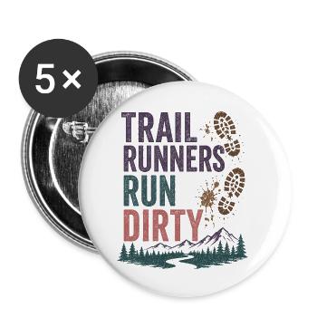 Trail Runners Run Dirty - Buttons small 1''/25 mm (5-pack) - white - Front