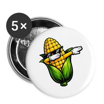 Dabbing corn on the cob - Buttons small 1''/25 mm (5-pack) - white - Front