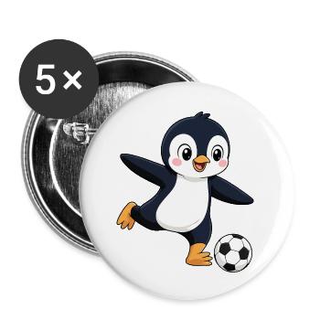 Cute Penguin Soccer Player Cartoon Goal Shot - Buttons small 1''/25 mm (5-pack) - white - Front