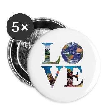 L’amour de la nature et de la terre avec des océans et des montagnes - Lot de 5 petits badges (25 mm) - blanc - Devant