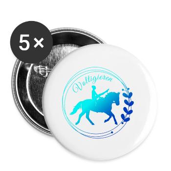 Voltigieren Mühle: Volti Pferdesport Pflichtübung - Buttons klein 25 mm (5er Pack) - Weiß - Vorne