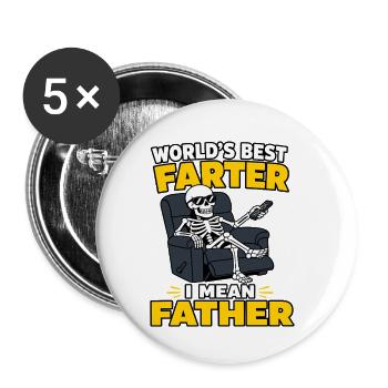 La fête des pères Papa Le meilleur péteur du monde Je veux dire Père - Lot de 5 petits badges (25 mm) - blanc - Devant