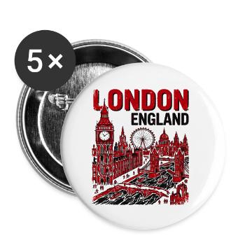 London England Skyline With Famous Landmarks - Buttons klein 25 mm (5er Pack) - Weiß - Vorne