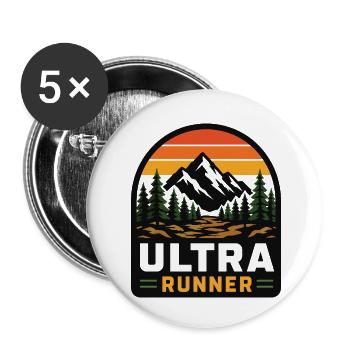 Ultra Runner Vintage Mountain Sunset - Buttons klein 25 mm (5er Pack) - Weiß - Vorne
