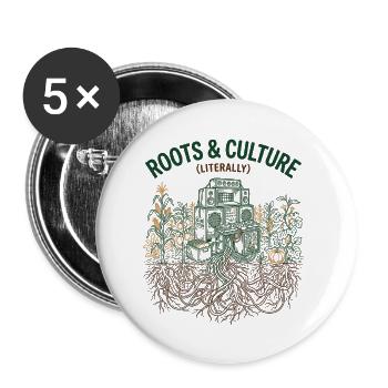 Roots And Culture - Buttons small 1''/25 mm (5-pack) - white - Front