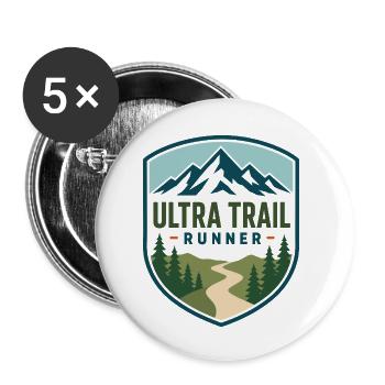 Ultra Trail Runner Mountain Shield - Buttons klein 25 mm (5er Pack) - Weiß - Vorne
