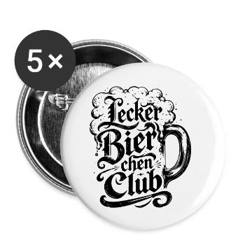 Lecker Bierchen Club Bierkrug Vintage Edition - Buttons klein 25 mm (5er Pack) - Weiß - Vorne