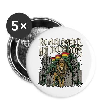 More Roots Lion - Buttons klein 25 mm (5er Pack) - Weiß - Vorne