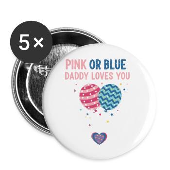 Révélation du genre : rose ou bleu Papa t’aime, bébé - Lot de 5 petits badges (25 mm) - blanc - Devant