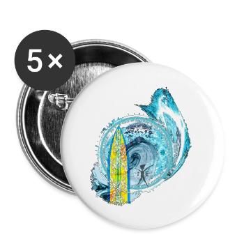 Wellenkreis Surfboard Spirit - Buttons klein 25 mm (5er Pack) - Weiß - Vorne