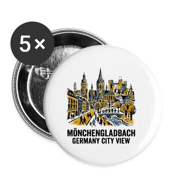 Mönchengladbach Germany Skyline And Local - Buttons klein 25 mm (5er Pack) - Weiß - Vorne